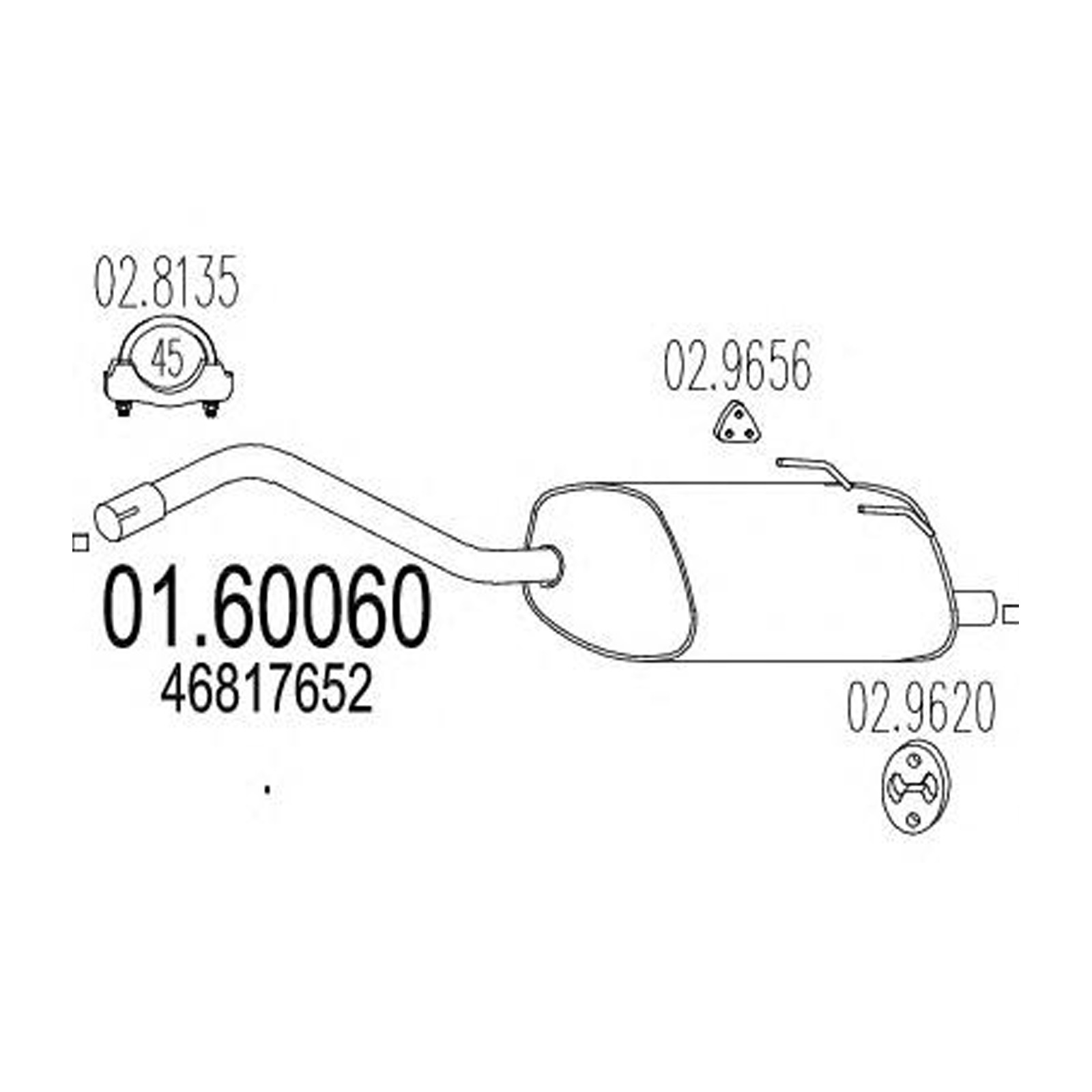 0160060 Marmitta posteriore Fiat Nuova Panda 1.1 - 1.2 - Fiat 500 1.2 - Ford Ka 1.2 01.60060 - immagine 1