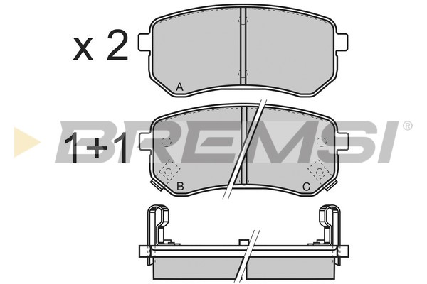 3212 Kit Pastiglie Freni, Freni a disco Assale posteriore per Hyundai, Kia - (BREMSI) - immagine 1