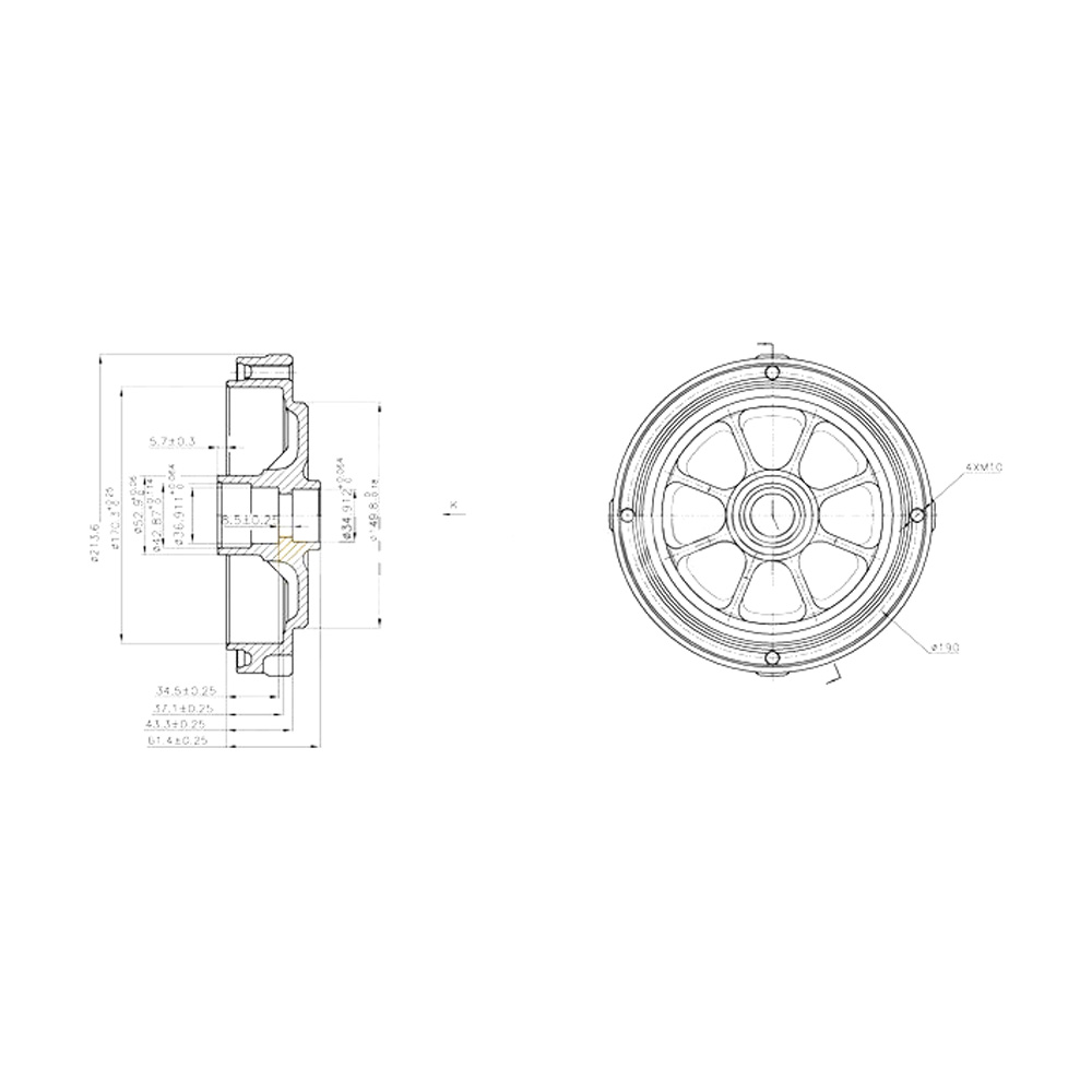 5256 Coppia Tamburi Freni Assale Posteriore per Fiat 500 - (BREMSI) - immagine 1