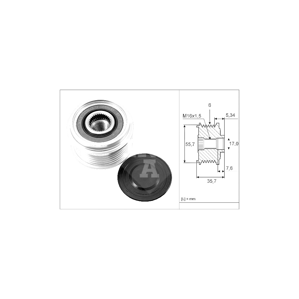 7710 (INA) Puleggia - Dispositivo ruota libera alternatore per Mercedes-Benz, Opel, Ssangyong, Chevrolet - immagine 1