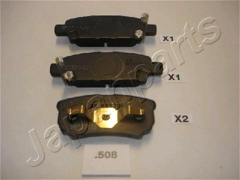 pp-508af Pastiglie freni posteriori dodge caliber/jeep compass-jeep patriot/mitsubishi lancer sportback-lancer station wagon-lancer tre volumi-lancer vi-outlander i pp-508af japanparts - immagine 1